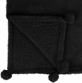 img 2 attached to Cozy Up With PAVILIA Black Sherpa Throw Blanket With Pom Poms - Soft And Fluffy Plush Fleece Blanket For Sofa, Bed And Decorative Use - 50X60 Inches