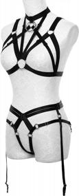 img 2 attached to JELINDA Harness Body Lingerie Accessories Black Belt Elastic Cupless Cage Bra Body For Women