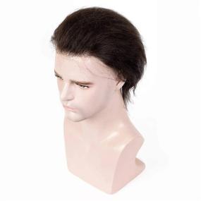 img 3 attached to Get A Natural Look With LLwear Toupee - 0.03Mm Super Thin Skin And Human Hair Replacement System For Men In Off Black #1B