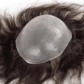 img 1 attached to Получите естественный вид с LLwear Toupee - сверхтонкая система замены кожи и человеческих волос толщиной 0,03 мм для мужчин в черном цвете # 1B