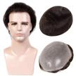 get a natural look with llwear toupee - 0.03mm super thin skin and human hair replacement system for men in off black #1b logo