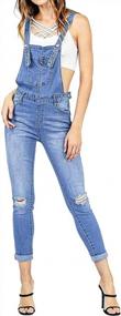 img 3 attached to Women'S Ripped Skinny Denim Jumpsuit Overalls By LONGBIDA For Fashionable Style