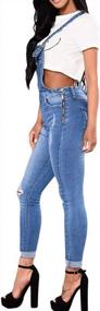img 2 attached to Women'S Ripped Skinny Denim Jumpsuit Overalls By LONGBIDA For Fashionable Style