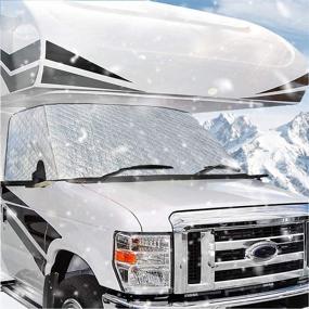 img 4 attached to 🚐 Eapele RV Windshield Cover: Ford Class C 1997-2020, 90% UV Blocked, Complete Privacy (Silver), Shop Now!