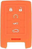 🍊 segaden silicone cover protector skin jacket for cadillac chevrolet 5 button smart remote key fob cv2770 (orange) логотип