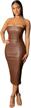 xllais women's sexy strapless tube top midi dress: off shoulder bodycon party faux leather look! logo