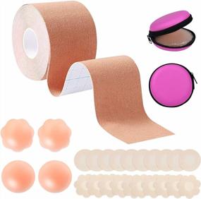 img 4 attached to Silicone Nipple Pads With Carry Case - 4-70 Pair Set For Women & Men Breast Tape Pasties Nipple Covers
