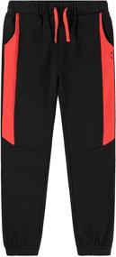 img 4 attached to KOWDRAGON Contrast Elastic Sweatpants Fleece Boys' Clothing – Comfortable and Stylish Pants for Boys