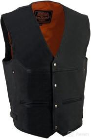 img 4 attached to 🏍️ ML1927 Men's Black Leather Motorcycle Vest with Side Buckles in Milwaukee Leather