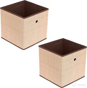 img 4 attached to 📦 2 Pack of Internet's Best Canvas Storage Bins - Brown - Box Container