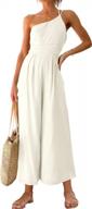 chic summer jumpsuit with one shoulder straps, wide leg, pleated high waist and convenient pockets for women by caracilia logo