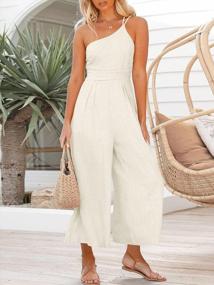 img 1 attached to Chic Summer Jumpsuit With One Shoulder Straps, Wide Leg, Pleated High Waist And Convenient Pockets For Women By Caracilia
