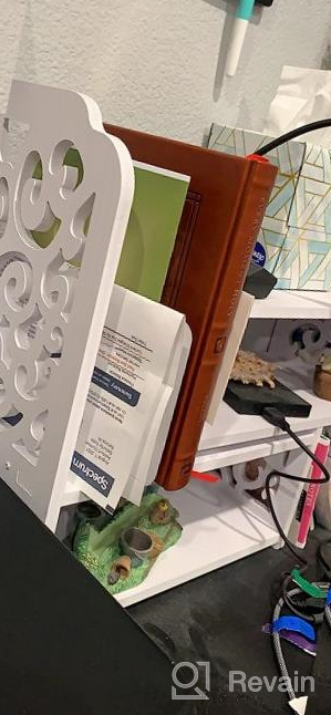 img 1 attached to YGYQZ Small Bookshelf for Desktop Storage: Mini Cute 📚 Office Desk Shelves in White – Versatile Organizers for Women, Kids review by Richard Gilbert