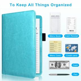 img 1 attached to 📚 ACdream Sky Blue Server Books: Waitress Organizer Wallet for Cash, Bills & Receipts, Guest Book Note Pad Holder - Premium Leather Waiter Accessories to Fit Server Apron