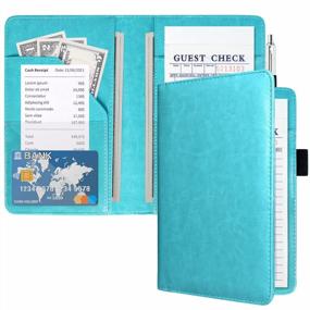 img 4 attached to 📚 ACdream Sky Blue Server Books: Waitress Organizer Wallet for Cash, Bills & Receipts, Guest Book Note Pad Holder - Premium Leather Waiter Accessories to Fit Server Apron