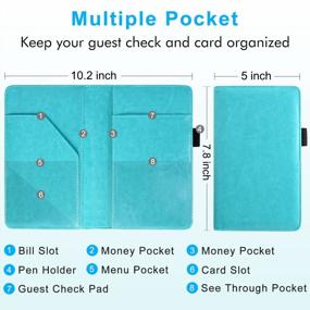 img 2 attached to 📚 ACdream Sky Blue Server Books: Waitress Organizer Wallet for Cash, Bills & Receipts, Guest Book Note Pad Holder - Premium Leather Waiter Accessories to Fit Server Apron