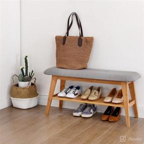 img 2 attached to Sobibo Shoe Entryway Bench: Simple Style Bamboo Shoe Rack Organizer 👞 with 2-Tier Storage – Ideal for Entryway, Hallway, Living Room – Nature, 35.4''