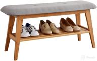 sobibo shoe entryway bench: simple style bamboo shoe rack organizer 👞 with 2-tier storage – ideal for entryway, hallway, living room – nature, 35.4'' логотип