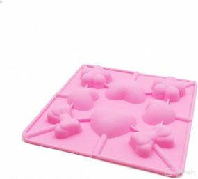 img 1 attached to Set of 2 Heart Sakura Bow Tie Lollipop Molds - MoldFun Lover Heart Cherry Blossom Silicone Lolly Pop Tray for Hard Candy Chocolate Gummy Suckers (Assorted Color)