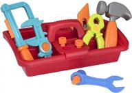 super durable 23 piece tool set for boys and girls by playkidz - includes assorted tools, nails, screws, and handy storage caddy - ideal construction toys logo