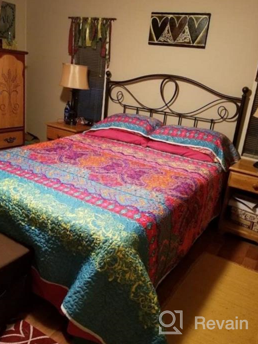 img 1 attached to 🌸 FlySheep Colorful Boho Quilt Set: Bohemian Butterfly Pink n Blue Floral Bedspread/Coverlet for Summer - 92x90 inches review by Jermaine Batista