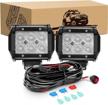 gooacc 18w led flood light pods with wiring harness - ideal for off-road truck, golf cart, suv, atv, utv and boat, 2-pack, 2-year warranty logo