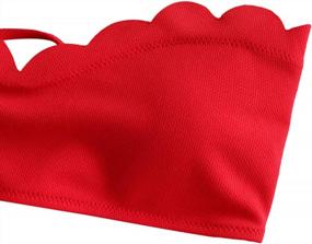 img 2 attached to Women'S Red Textured Scalloped Lace-Up Bandeau Bikini Set Two Piece Bathing Suit - ZAFUL (Size S)