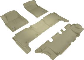 img 4 attached to 3D MAXpider Complete Set Custom Fit All-Weather Floor Mat For Select Nissan Armada Models - Kagu Rubber (Tan)