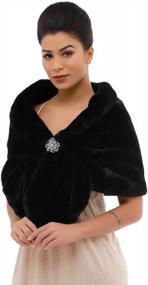img 4 attached to Women'S Faux Fur Shawl Wrap Bridal Scarf Stole With Brooch For Bride And Bridesmaids Wedding