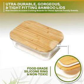 img 1 attached to Bamboo Lid Glass Food Storage Containers by Greener Chef: Eco-friendly, Spacious & Sustainable (2260 mL)