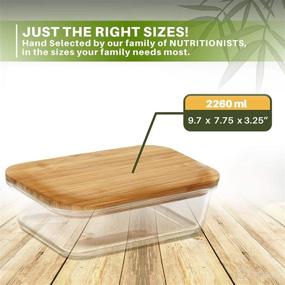 img 3 attached to Bamboo Lid Glass Food Storage Containers by Greener Chef: Eco-friendly, Spacious & Sustainable (2260 mL)