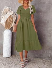 img 3 attached to Women'S Summer Midi Dress With V Neck, Ruffle Sleeves & Pockets - MEROKEETY