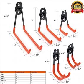 img 2 attached to Heavy Duty Wall Mount Garage Tool Hangers, 12 Pack Utility Organizer Hooks With 2 Extension Cord Straps, Storage Holders For Garden Lawn Tools, Ladders & Bikes (Orange)