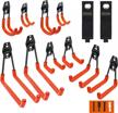 heavy duty wall mount garage tool hangers, 12 pack utility organizer hooks with 2 extension cord straps, storage holders for garden lawn tools, ladders & bikes (orange) logo