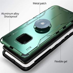 img 4 attached to Jonwelsy Case for Huawei Mate 20 Pro: Red Shockproof Silicone + Aluminum Armor with 360° Rotation Ring Holder & Kickstand. Compatible with Magnetic Car Mount