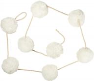 accent decor white pom pom garland for christmas, halloween, thanksgiving & everyday use - ivory snowball yarn garland логотип