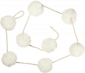 img 2 attached to Accent Decor White Pom Pom Garland for Christmas, Halloween, Thanksgiving & Everyday Use - Ivory Snowball Yarn Garland