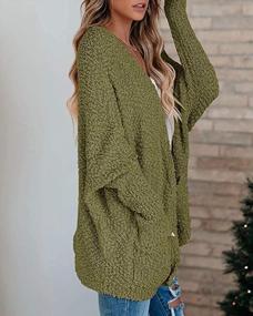 img 3 attached to Yskkt Womens Plus Size Fuzzy Popcorn Cardigan Sweaters Open Front Batwing Sleeve Loose Knit Cloak Outwear With Pockets