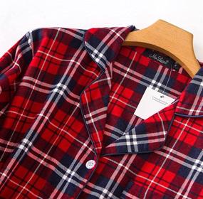 img 3 attached to Хлопковая фланелевая ночная рубашка в клетку для женщин - SY294 Sleepshirt с рукавами 3/4 от PNAEONG