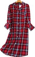 plaid cotton flannel nightgown for women - sy294 sleepshirt with 3/4 sleeves by pnaeong logo