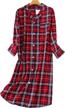 plaid cotton flannel nightgown for women - sy294 sleepshirt with 3/4 sleeves by pnaeong logo