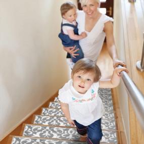 img 3 attached to 🚪 SUSSEXHOME Carpet Stair Treads for Wooden Steps - Stylish Indoor Safety Treads with Thick Carpet & Pattern Design - Prevent Slipping - Pet & Kid-Friendly - 4-Pack