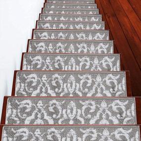 img 4 attached to 🚪 SUSSEXHOME Carpet Stair Treads for Wooden Steps - Stylish Indoor Safety Treads with Thick Carpet & Pattern Design - Prevent Slipping - Pet & Kid-Friendly - 4-Pack