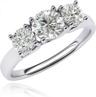 stunning 10k white gold 3 stone trellis engagement ring with simulated diamonds - 2.0ctw for women logo