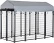 pawhut large outdoor dog kennel with steel fence, uv-resistant oxford cloth roof, and secure lock - 8' x 4' x 6' logo