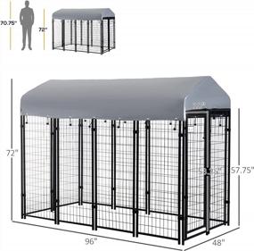 img 2 attached to Pawhut Large Outdoor Dog Kennel With Steel Fence, UV-Resistant Oxford Cloth Roof, And Secure Lock - 8' X 4' X 6'