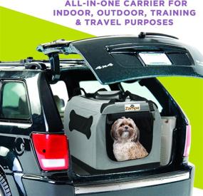 img 1 attached to Zampa Portable Dog Carrier Crate for Small Dogs 24”x16.6”x16.5”, Collapsible Pet Travel Crate, Foldable Puppy Crate for Car, Outdoor & Indoor + Carrying Case