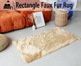 img 2 attached to Soft Faux Rectangle Area Rug For Indoor Use - Ideal As Chair Cover, Seat, Bedroom Floor, Sofa, Or Living Room Accessory - Measures 2.2 X 4 Feet In Khaki Color