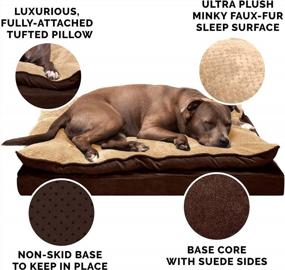 img 1 attached to Furhaven Large Orthopedic Dog Bed: Minky Plush & Suede Pillow Top Mattress With Removable Washable Cover, Ideal For French Roast Lovers - Large Size