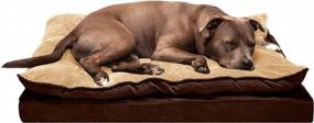 img 4 attached to Furhaven Large Orthopedic Dog Bed: Minky Plush & Suede Pillow Top Mattress With Removable Washable Cover, Ideal For French Roast Lovers - Large Size